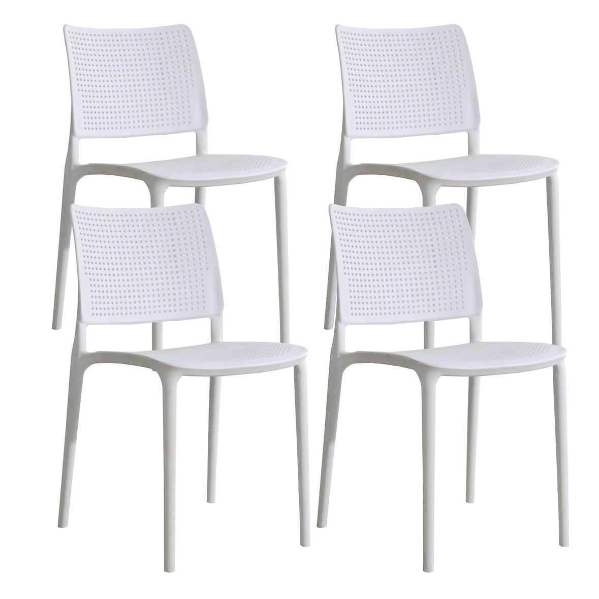 Set van 4 witte kunststof terrasstoelen