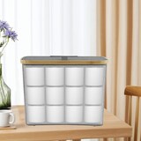 thumbnail of Cesta para Papel Higiénico de Bambú con Tapa COSHANO,  Almacenamiento para 12 Rollos, 30L Gris