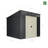 thumbnail of Wasabi - Caseta Jardín 5,6m2 Stark - Tragaluz Policarbonato - Gris Antracita y Beige - Puerta Corredera Doble - Techo Inclinado - Cobertizo Metal