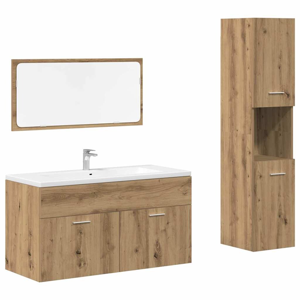 vidaXL 3-tlg. Badmöbel-Set Artisan-Eiche Holzwerkstoff 38,5x90x46cm