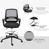 thumbnail of Ergonomischer Stehstuhl Bürostuhl Drehstuhl mit Fußstütze höhenverstellbar Schwarz 60x60x126 cm Metall ABS Netz Rückenlehne