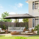 thumbnail of Outsunny sombrilla doble 4,6x2,7 m sombrilla terraza exterior con manivela manual resistente al agua y protección solar gris