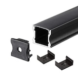 thumbnail of 2m Schwarz Aufputz Aluprofil Alu Schiene Kanal System inkl 2 Abdeckung Profil X-S