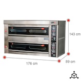 thumbnail of Romux® Doppelkammer Elektrisch Pizzaöfen für 8+8 Pizzen mit 32 cm mit Schamottsteinboden und Präzisem Thermostat | Max. Temperatur 400 °C - 13200W