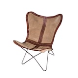 thumbnail of Fauteuil Butterfly avec cuir dark brown et tissu beige, L 76 x P76 x H90, assise 47-48 cm