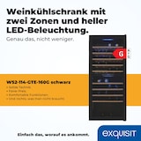 thumbnail of Exquisit Weinkühlschrank 2 Zonen, Platz für 114 Flaschen, 220 l, Umluftventilator, 9 Holzablagen, Temperaturanzeige, WS2-114-GTE-160G schwarz