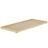 thumbnail of Bettrahmen Bodenbett Futon extra niedriges Holzbett 90x200 Kiefer lackiert V-60.47K-09 Rollrost und Matratze inkl.