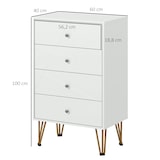 thumbnail of Cómoda de Quarto Moderna Cómoda de Madeira com 4 Gavetas e Pés Metálicos para Sala Escritório 60x40x100 cm Branco