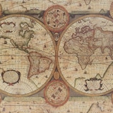 thumbnail of HMF VKO104 Vintage Koffer aus Holz, 44 x 32 x 16 cm, Deko Weltkarte Farbe