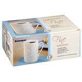 thumbnail of 6 x Kaffeebecher "FINE", Inhalt: 0,28 ltr., dünnwandiger, feiner Henkelbecher aus weißem Porzellan, mit beigefarbenem Druck, Motiv Herz