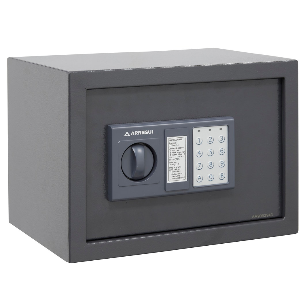 ARREGUI Coffre-fort en acier de classe T25EB avec serrure électronique, coffre à code, avec clé de secours, 25 x 35 x 35 x 25 cm, 17L, 17L