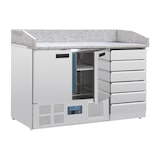 thumbnail of Comptoir à pizza dessus marbre 2 portes 6 tiroirs à pâtons compresseur inférieur | Polar - CT425 - 230 V