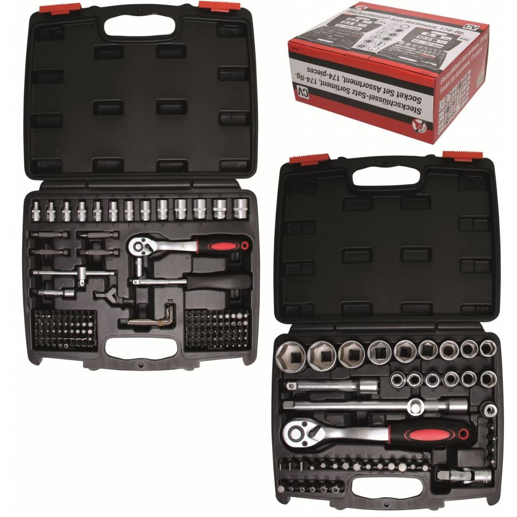 Kraftmann 9191 Steckschlüsselsatz Sortiment 174tlg bestehend aus 2 Sätzen