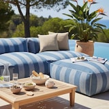 thumbnail of Salon de jardin modulable avec 3 chauffeuses et 1 pouf bleu pacific