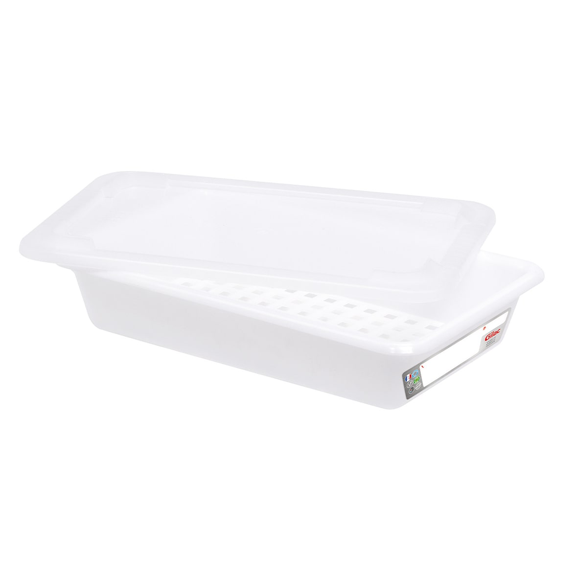 GILAC Bac plat HACCP avec grille + couvercle - 3 L - Blanc G190112