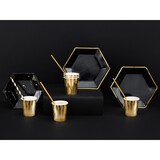 thumbnail of 6 große Teller schwarz mit Goldrand