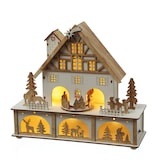 thumbnail of LED Weihnachtshaus mit Musik und drehendem Karussell Spieluhr H: 25cm