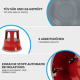 thumbnail of Rollhocker aus Stahl - Elefantenfuß - Hocker für Büro und Gewerbe - 150 kg belastbar - mit Laufrollen - TÜV geprüft / Rot