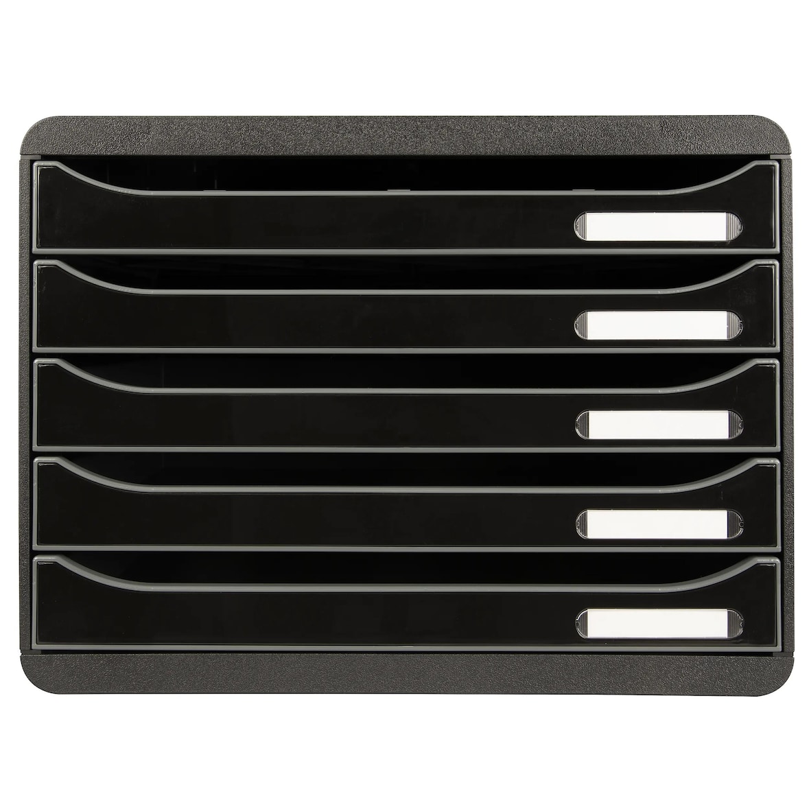 EXACOMPTA Cassettiera Big-Box Plus Horizon 308715D, 5 cassetti, box PS monoblocco in orizzontale, (PxlxAlt) 27x35,5x27,1 cm, gamma Glossy nero/nero