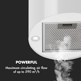 thumbnail of Klarstein Barett Inselabzugshaube Ø35cm Umluft 560 m³/h LED Aktivkohlefilter Weiß