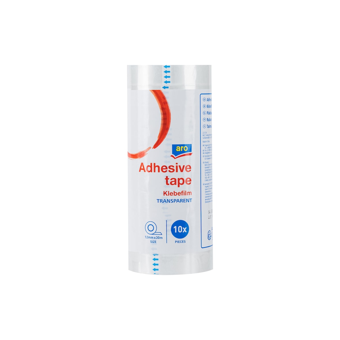 aro Plakband AT11, 12 mm x 30 m, transparant, 10 stuks