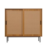 thumbnail of Sideboard Kommode Anrichte 100x37x90 vielseitiger Stauraum mit Rattan-Schiebetüren höhenverstellbaren Ablagen robustes Holzdesign Walnuss