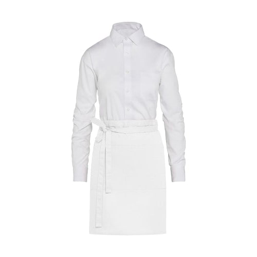 BRUSSELS - Short Bistro Apron with Pocket: One Size / White