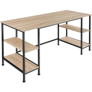 tectake Bureau informatique STOKE 137x55x75cm - Bois clair industriel, Chêne Sonoma - 404347