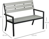 thumbnail of Outsunny Banco de Jardín de 2 Plazas de Plástico Banco para Exterior con Respaldo Reposabrazos y Marco de Acero para Terraza Carga 240 kg 122x65x92 cm