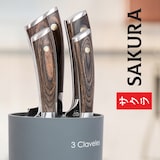 thumbnail of 3 Claveles Sakura - Juego de 5 Cuchillos Acero Forjado con Hoja Martilleada