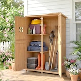 thumbnail of Outsunny Cobertizo de Madera Caseta de Jardín Armario Herramientas de Jardinería con Estantes Doble Puerta Ventanas Techo Asfáltico 127,5x50x164 cm