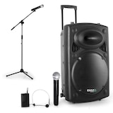 thumbnail of Enceinte sur batterie mobile 800W USB Bluetooth + 2 micros PORT15VHF-BT avec Pied de Micro