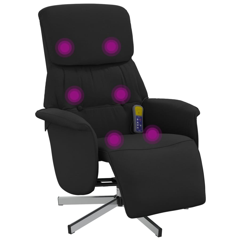 vidaXL Massagesessel mit Fußteil Schwarz Stoff