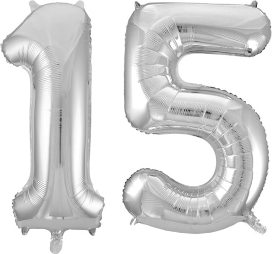 XL Folienballon silber Zahl 15