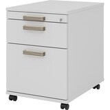 thumbnail of bümö Rollcontainer mit Hängeregistratur, Container abschließbar aus Holz in grau - Rollwagen für's Büro mit Hängeregister als Schreibtisch