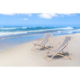 thumbnail of Buche-Liegestuhl, Gartenliege klappbar Strandstuhl Stofffarbe wählbar V-10-110blau-weiß Streifen