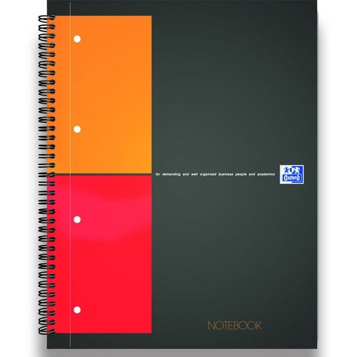 OXFORD Cahier NOTEBOOK spirales 160 pages perforées 80g 5x5 21x31,8cm Couverture polypro Gris