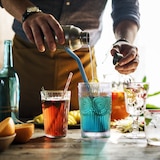 thumbnail of Relaxdays Trinkgläser 4er Set, spülmaschinenfest, 400 ml, Vintage Gläser mit Goldrand, Wasser, Saft & Limo, transparent