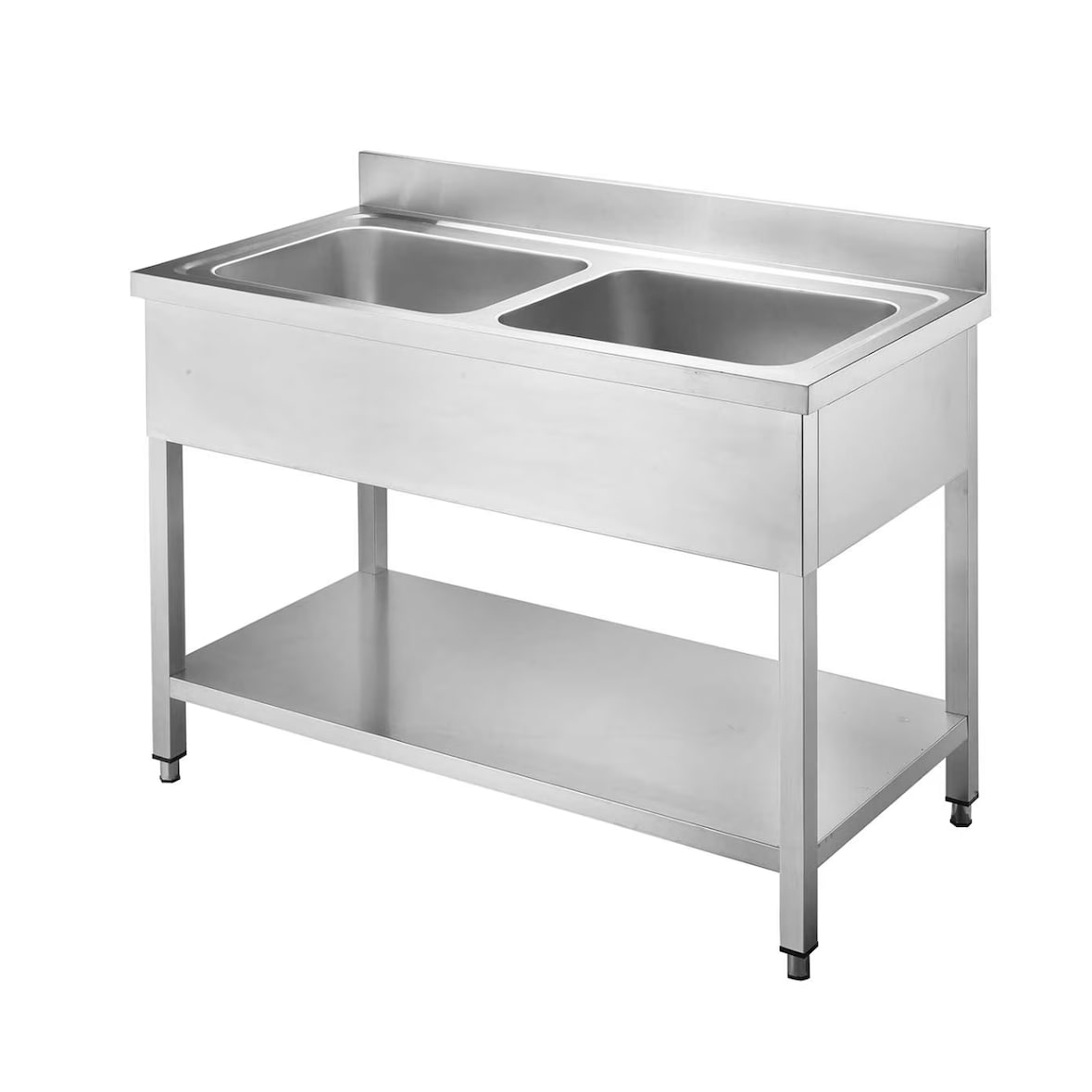 Gasfrit - Fregadero industrial 2 senos en acero inoxidable 1200 x 600 x 850+ 100 mm