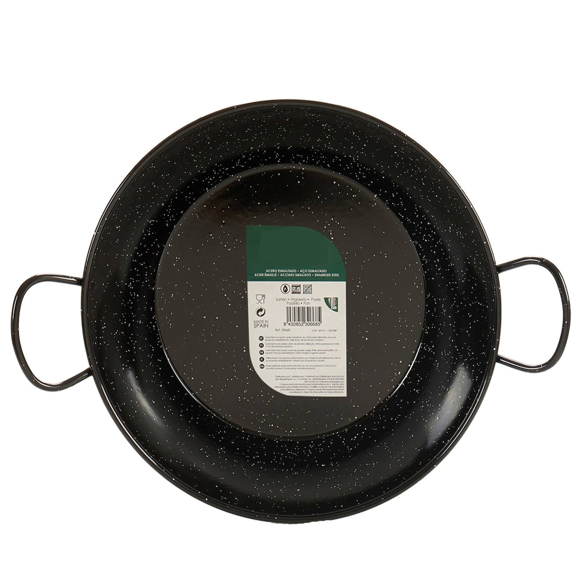 San Ignacio LA DEHESA - Honda geëmailleerde paellapan met handvatten 28 cm