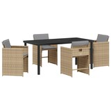 thumbnail of vidaXL 5-teiliges Garten-Esszimmer-Set mit beigen Poly-Rattan-Auflagen.