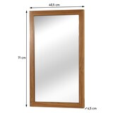 thumbnail of Teak wandspiegel HWC-M75, badkamerspiegel, houten lijst, B-kwaliteit teakhout van hoge kwaliteit (kernhout, 20-30 jaar), 71x40cm
