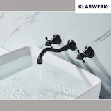 thumbnail of JULIAAN | Vintage 3-gats badkamerkraan wandmontage zwart mat | Keuken Retro RVS Kraan Spoelbak | Antieke 2-greepsmengkraan wandgastro