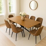 thumbnail of Esszimmertisch HWC-O57, Ausziehtisch Esstisch, Eisen MDF ausziehbar 160-200x90cm ~ Walnuss-Optik