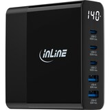 thumbnail of InLine® USB PD Netzteil, GaN Ladegerät, 5-Port, USB-C + USB-A, 140W, mit Display