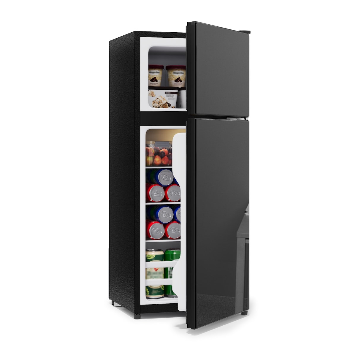 Merax Kühlschrank 92L mit Gefrierfach, Kühl-Gefrierkombination, 64L + 28L, 138 kWh/Jahr, 45 dB, schwarz