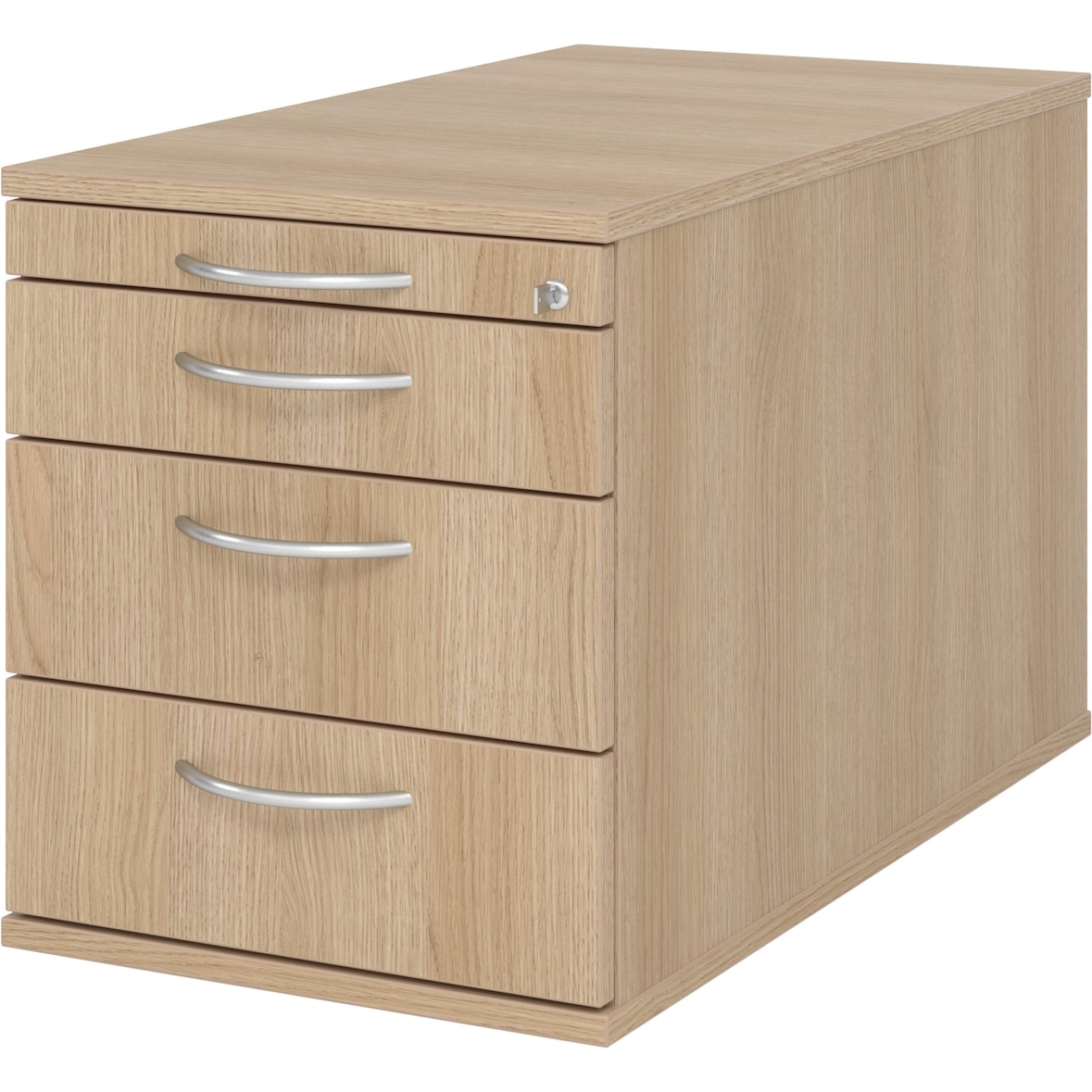 bümö Rollcontainer mit Schubladen, Container abschließbar aus Holz in Eiche - Rollwagen für's Büro als Schreibtisch Unterschrank, Bürocontainer od.