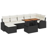 thumbnail of vidaXL 8-teiliges Garten-Esstischset mit Kissen Schwarz Poly Rattan Akazie