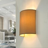 thumbnail of Licht-Erlebnisse Wandleuchte Loft halbrund Kaffee-Braun Stoff blendarm E27 wohnliche Wandlampe Schlafzimmer Wohnzimmer Flur ALICE, NO1/1/455