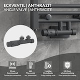 thumbnail of ECD Germany Ventil-Armaturen Set Multiblock Anthrazit Eckform, inkl. Thermostatkopf, Anschlussgarnitur für Badheizkörper Mittelanschluss, Rohre aus